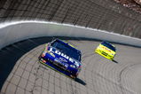 BROOKLYN, MI - AUGUST 16:  Jimmie Johnson, driver of the #48 Lowe's Chevrolet races Mark Martin, driver of the #5 Kellogg's/CARQUEST Chevrolet during the NASCAR Sprint Cup Series CARFAX 400 at Michigan International Speedway on August 16, 2009 in Brooklyn, Michigan.  (Photo by Jason Smith/Getty Images)