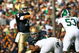 SOUTH BEND, IN - SEPTEMBER 19: Jimmy Clausen #7 of the Notre Dame Fighting Irish points out a defensive alingment including Greg Jones #53 of the Michigan State Spartans on September 19, 2009 at Notre Dame Stadium in South Bend, Indiana. Notre Dame defeated Michigan State 33-30. (Photo by Jonathan Daniel/Getty Images)