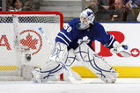 TORONTO - OCTOBER 6:  Jonas Gustavsson #50 of the Toronto Maple Leafs keeps his eyes on the play against the Ottawa Senators during their NHL game at the Air Canada Centre October 6, 2009 in Toronto, Ontario.(Photo By Dave Sandford/Getty Images)