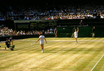 Jun-Jul 1984:  John McEnroe of the USA celebrates during the Lawn Tennis Championships at Wimbledon in London. \ Mandatory Credit: Steve  Powell/Allsport