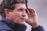 28 Sep 1996:  Head coach Mack Brown of the North Carolina Tar Heels looks on from the sideline as he watches his team during a play in the Tar Heels 13-0 loss to the Seminoles at Doak S. Campbell Stadium in Tallahassee, Florida.   Mandatory Credit: Scott