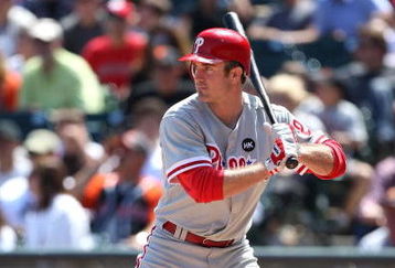 SAN FRANCISCO - AUGUST 02:  Chase Utley #26 of the Philadelphia Phillies bats  against the San Francisco Giants  during a Major League Baseball game at AT&T Park on August 2, 2009 in San Francisco, California.  (Photo by Jed Jacobsohn/Getty Images)