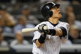 NEW YORK - SEPTEMBER 29: Hideki Matsui #55 of the New York Yankees flies out against the Kansas City Royals during the game on September 29, 2009 at Yankee Stadium in the Bronx borough of New York City. (Photo by Jared Wickerham/Getty Images)