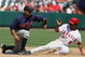 ANAHEIM, CA - JULY 6: Maicer Izturis #6 of the Los Angeles Angels of Anaheim is safe at second base in the 7th inning against Luis Rivas #2 of the Minnesota Twins on July 6, 2005 at Angel Stadium in Anaheim, California. The Angels won 7-6. (Photo by Lisa Blumenfeld/Getty Images)