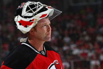 NEWARK, NJ - OCTOBER 03:  Goaltender Martin Brodeur #30 of the New Jersey Devils waits for play to resume against the Philadelphia Flyers during their game at the Prudential Center on October 3, 2009 in Newark, New Jersey.  (Photo by Chris McGrath/Getty Images)
