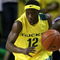 EUGENE, OR - MARCH 8:  Tajuan Porter #12 of the Oregon Ducks dribbles the ball downcourt against the Arizona Wildcats at McArthur Court March 8, 2008 in Eugene, Oregon.  (Photo by Jonathan Ferrey/Getty Images)
