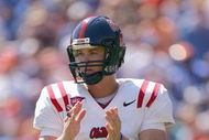 GAINESVILLE, FL - SEPTEMBER 27:  Quarterback Jevan Snead #4 Mississippi Rebels claps on the field during the game against the Florida Gators during the game at Ben Hill Griffin Stadium on September 27, 2008 in Gainesville, Florida.  (Photo by Sam Greenwood/Getty Images)