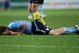 SYDNEY, AUSTRALIA - OCTOBER 05:  Stephan Kellar of Sydney FC lies injured on the ground after a head clash during the round nine A-League match between Sydney FC and the Central Coast Mariners at Sydney Football Stadium on October 5, 2009 in Sydney, Australia.  (Photo by Mark Kolbe/Getty Images)