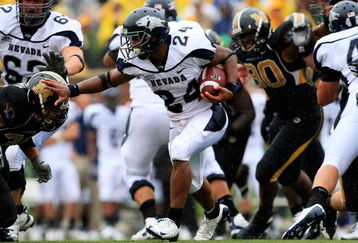 COLUMBIA, MO - SEPTEMBER 13:  Vai Taua #34 the Nevada Wolf Pack carries the ball during the first half of the game against the Missouri Tigers on September 13, 2008 at Memorial Stadium in Columbia, Missouri.  (Photo by Jamie Squire/Getty Images)