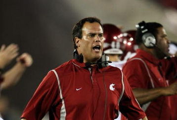 LOS ANGELES - SEPTEMBER 23: Head coach Paul Wulff of the Washington State Cougars shouts during the game with the USC Trojans on September 23, 2009 at the Los Angeles Coliseum in Los Angeles, California.  USC won 27-6.   (Photo by Stephen Dunn/Getty Images)