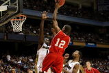 BOISE, ID - MARCH 20:  Guard Louis Dale #12 of the Cornell Big Red goes up for a shot against forward DeMarre Carroll #1 the Missouri Tigers during the first round of the NCAA Division I Men's Basketball Tournament at the Taco Bell Arena on March 20, 2009 in Boise, Idaho.  (Photo by Jed Jacobsohn/Getty Images)