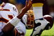 LANDOVER, MD - SEPTEMBER 20: Quarterback Jason Campbell #17 of the Washington Redskins loses the football near the goal line but later recovered it against the St. Louis Rams during their game on September 20, 2009 at FedEx Field in Landover, Maryland. The Redskins defeated the Rams by a score of 9-7. (Photo by Win McNamee/Getty Images)