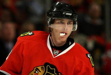 CHICAGO - MAY 22:  Patrick Kane #88 of the Chicago Blackhawks looks on against the Detroit Red Wings during Game Three of the Western Conference Championship Round of the 2009 Stanley Cup Playoffs on May 22, 2009 at the United Center in Chicago, Illinois. The Blackhawks won 4-3 in overtime.  (Photo by Jonathan Daniel/Getty Images)
