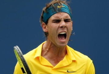 NEW YORK - SEPTEMBER 13:  Rafael Nadal of Spain reacts during the Men�s Singles Semifinal match against Juan Martin Del Potro of Argentina on day fourteen of the 2009 U.S. Open at the USTA Billie Jean King National Tennis Center on September 13, 2009 in the Flushing neighborhood of the Queens borough of New York City.  (Photo by Nick Laham/Getty Images)