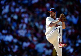 PHILADELPHIA - OCTOBER 07:  Starting pitcher Cliff Lee #34 of the Philadelphia Phillies throws a pitch against the Colorado Rockies in Game One of the NLDS during the 2009 MLB Playoffs at Citizens Bank Park on October 7, 2009 in Philadelphia, Pennsylvania.  (Photo by Jeff Zelevansky/Getty Images)