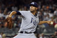NEW YORK - SEPTEMBER 08:  David Price #14 of the Tampa Bay Rays pitches against the New York Yankees on September 8, 2009 at Yankee Stadium in the Bronx borough of New York City.  (Photo by Jim McIsaac/Getty Images)