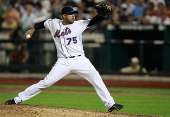 NEW YORK - AUGUST 20:  Francisco Rodriguez #75 of the New York Mets pitches during the game against the Atlanta Braves on August 20, 2009 at Citi Field in the Flushing neighborhood of the Queens borough of New York City.  (Photo by Jared Wickerham/Getty Images)