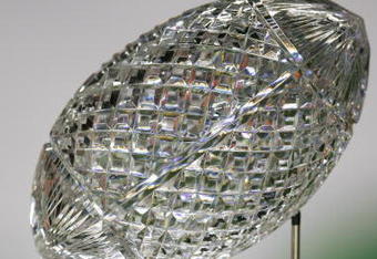 MIAMI - JANUARY 4:  The 2005 FedEx Orange Bowl National Championship trophy awaits USC on January 4, 2005 at Pro Player Stadium in Miami, Florida.  The USC Trojans defeated the Oklahoma Sooners 55-19. (Photo by Jamie Squire/Getty Images)