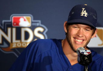 LOS ANGELES, CA - OCTOBER 07:  Pitcher Clayton Kershaw #22 of the Los Angeles Dodgers answers questions during a pregame news conference before the Dodgers take on the St. Louis Cardinals in Game One of the NLDS during the 2009 MLB Playoffs at Dodger Stadium on October 7, 2009 in Los Angeles, California. Kershaw is scheduled to start game two. (Photo by Stephen Dunn/Getty Images)