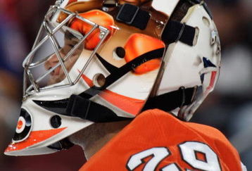NEWARK, NJ - SEPTEMBER 26:  Goaltender Ray Emery #29 of the Philadelphia Flyers waits during a timeout in the game against the New Jersey Devils  on September 26, 2009 at the Prudential Center in Newark, New Jersey.  (Photo by Paul Bereswill/Getty Images)