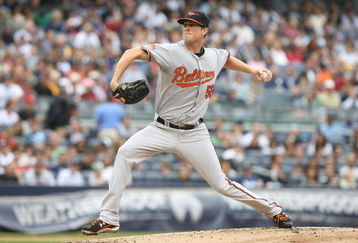 NEW YORK - SEPTEMBER 12: Brian Matusz #52 of the Baltimore Orioles pitches against the New York Yankees on September 12, 2009 at Yankee Stadium in the Bronx borough of New York City.  (Photo by Nick Laham/Getty Images)