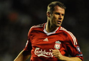 LIVERPOOL, ENGLAND - SEPTEMBER 16:   Jamie Carragher of Liverpool in action during the UEFA Champions League Group E match between Liverpool and Debrecen VSC at Anfield on September 16, 2009 in Liverpool, England.  (Photo by Michael Regan/Getty Images)