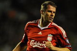 LIVERPOOL, ENGLAND - SEPTEMBER 16:   Jamie Carragher of Liverpool in action during the UEFA Champions League Group E match between Liverpool and Debrecen VSC at Anfield on September 16, 2009 in Liverpool, England.  (Photo by Michael Regan/Getty Images)