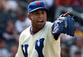 NEW YORK - AUGUST 16:  Francisco Rodriguez #75 of the New York Mets looks on in the ninth inning against the San Francisco Giants on August 16, 2009 at Citi Field in the Flushing neighborhood of the Queens borough of New York City.  (Photo by Jim McIsaac/Getty Images)