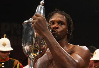 LONDON, ENGLAND - OCTOBER 02:  Audley Harrison wins the Prizefighter Heavyweights Trophy during The Prizefighter Series, The Heavyweights III at the Exel on October 2, 2009 in London, England.  (Photo by Jamie McDonald/Getty Images)