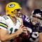 MINNEAPOLIS - OCTOBER 05:  Quarterback Aaron Rodgers #12 of the Green Bay Packers is chased by Jared Allen #69 of the Minnesota Vikings during the Monday Night Football game on October 5, 2009 at Hubert H. Humphrey Metrodome in Minneapolis, Minnesota.  (Photo by Jamie Squire/Getty Images)