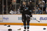 SAN JOSE, CA - OCTOBER 08:  Dany Heatley #15 of the San Jose Sharks celebrates after scoring a hat trick on a penalty shot during their game against the Columbus Blue Jackets in the second period at HP Pavilion on October 8, 2009 in San Jose, California.  (Photo by Ezra Shaw/Getty Images)