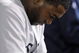 ANAHEIM, CA - OCTOBER 08: David Ortiz #34 of the Boston Red Sox drops his head during  Game One of the ALDS against  the Los Angeles Angels of Anaheim during the 2009 MLB Playoffs at Angel Stadium on October 8, 2009 in Anaheim, California.  (Photo by Kevork Djansezian/Getty Images)