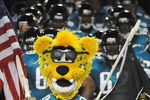 JACKSONVILLE, FL - OCTOBER 05:  Mascot Jaxson De Ville of the Jacksonville Jaguars leads the team out of the tunnel before the game against the Pittsburgh Steelers at Jacksonville Municipal Stadium on October 5, 2008 in Jacksonville, Florida.  (Photo by Sam Greenwood/Getty Images)