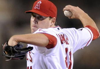 ANAHEIM, CA - OCTOBER 08:  Starting pitcher John Lackey #41 of the Los Angeles Angels of Anaheim delivers a pitch against the Boston Red Sox during Game One of the ALDS during the 2009 MLB Playoffs at Angel Stadium on October 8, 2009 in Anaheim, California.  (Photo by Lisa Blumenfeld/Getty Images)