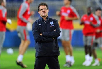 DNEPROPETROVSK, UKRAINE - OCTOBER 09: England manager Fabio Capello looks on during an England training session at the Dnipro Arena on October 9, 2009 in Dnepropetrovsk, Ukraine.  (Photo by Michael Regan/Getty Images)