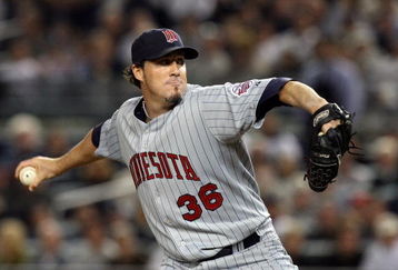 NEW YORK - OCTOBER 09:  Joe Nathan #36 of the Minnesota Twins pitches against the New York Yankees in Game Two of the ALDS during the 2009 MLB Playoffs at Yankee Stadium on October 9, 2009 in the Bronx borough of New York City.  (Photo by Jim McIsaac/Getty Images)