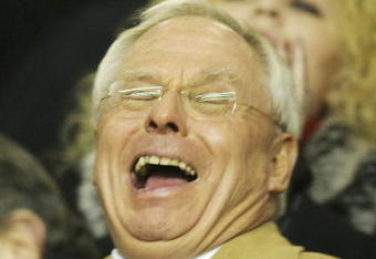 LIVERPOOL, UNITED KINGDOM - MARCH 06:   New Liverpool owner George Gillett laughs prior to the start of the UEFA Champions League round of sixteen, second leg match between Liverpool and Barcelona at Anfield on March 6, 2007 in Liverpool, England.  (Photo by Laurence Griffiths/Getty Images)