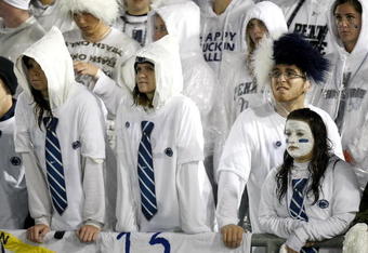 STATE COLLEGE, PA - SEPTEMBER 26:  Fans of the Penn State Nittnay Lions look on just prior to losing to the Iowa Hawkeyes 21-10 on September 26, 2009 at Beaver Stadium in State College, Pennsylvania.  (Photo by Gregory Shamus/Getty Images)