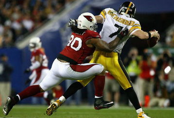 TAMPA, FL - FEBRUARY 01:  Darnell Dockett #90 of the Arizona Cardinals sacks Ben Roethlisberger #7 of the Pittsburgh Steelers in the third quarter during Super Bowl XLIII on February 1, 2009 at Raymond James Stadium in Tampa, Florida.  (Photo by Al Bello/Getty Images)