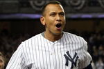 NEW YORK - OCTOBER 09:  Alex Rodriguez #13 of the New York Yankees celebrates after a walk off home run in the eleventh inning against the Minnesota Twins in Game Two of the ALDS during the 2009 MLB Playoffs at Yankee Stadium on October 9, 2009 in the Bronx borough of New York City.  (Photo by Nick Laham/Getty Images)