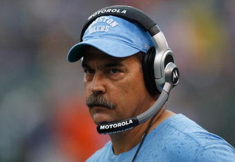 EAST RUTHERFORD, NJ - SEPTEMBER 27:  Head Coach Jeff Fisher of the Tennessee Titans watches his team during the game against the New York Jets on September 27, 2009 at Giants Stadium in East Rutherford, New Jersey. (Photo by Jared Wickerham/Getty Images)