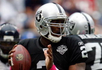 HOUSTON - OCTOBER 04:  Quarterback JaMarcus Russell #2 of the Oakland Raiders at Reliant Stadium on October 4, 2009 in Houston, Texas.  (Photo by Ronald Martinez/Getty Images)