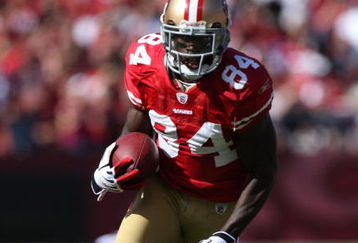 SAN FRANCISCO - OCTOBER 04:  Josh Morgan #84 of the San Francisco 49ers in action against the St. Louis Rams during an NFL game on October 4, 2009 at Candlestick Park in San Francisco, California.  (Photo by Jed Jacobsohn/Getty Images)