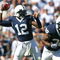 STATE COLLEGE, PA - SEPTEMBER 19: Quarterback Kevin Newsome #12 of the Penn State Nittany Lions throws a pass during a game against the Temple Owls on September 19, 2009 at Beaver Stadium in State College, Pennsylvania. (Photo by Hunter Martin/Getty Images)