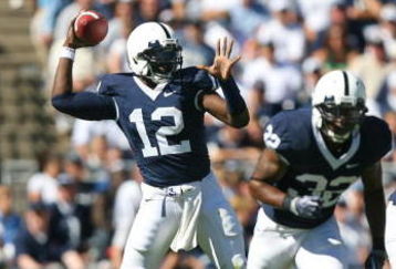 STATE COLLEGE, PA - SEPTEMBER 19: Quarterback Kevin Newsome #12 of the Penn State Nittany Lions throws a pass during a game against the Temple Owls on September 19, 2009 at Beaver Stadium in State College, Pennsylvania. (Photo by Hunter Martin/Getty Images)