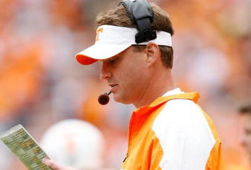 KNOXVILLE, TN - OCTOBER 10: Lane Kiffin the Head Coach of the Tennessee Volunteers is pictured during the SEC game against the Georgia Bulldogs at Neyland Stadium on October 10, 2009 in Knoxville, Tennessee. (Photo by Andy Lyons/Getty Images)