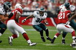 GLENDALE, AZ - JANUARY 18:  Running back Brian Westbrook #36 of the Philadelphia Eagles rushes against the Arizona Cardinals during the NFC championship game on January 18, 2009 at University of Phoenix Stadium in Glendale, Arizona.  (Photo by Chris Graythen/Getty Images)