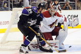 LOS ANGELES, CA - OCTOBER 03:  Ryan Smyth #94 of the Los Angeles Kings passes in front of Ilya Bryzgalov #30 of the Phoenix Coyotes during the game at the Staples Center on October 3, 2009 in Los Angeles, California.  (Photo by Harry How/Getty Images)