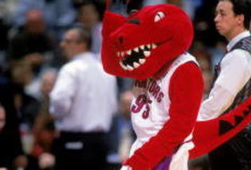 20 Nov 2000: A view of the Toronto Raptors mascot as he walks on the court during the game against the Charlotte Hornets at the Air Canada Centre in Toronto, Ontario, Canada. The Hornets defeated the Raptors 100-64.  NOTE TO USER: It is expressly understood that the only rights Allsport are offering to license in this Photograph are one-time, non-exclusive editorial rights. No advertising or commercial uses of any kind may be made of Allsport photos. User acknowledges that it is aware that Allsport is an editorial sports agency and that NO RELEASES OF ANY TYPE ARE OBTAINED from the subjects contained in the photographs.Mandatory Credit: Robert Skeoch  /Allsport