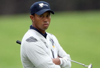 SAN FRANCISCO - OCTOBER 10:  Tiger Woods of the USA Team on the green at the 10th hole during the Day Three Afternoon Fourball Matches in The Presidents Cup at Harding Park Golf Course on October 10, 2009 in San Francisco, California  (Photo by David Cannon/Getty Images)